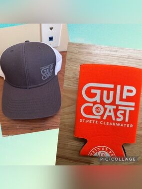 Gulp Coast Florida hat and beer koozie bundle